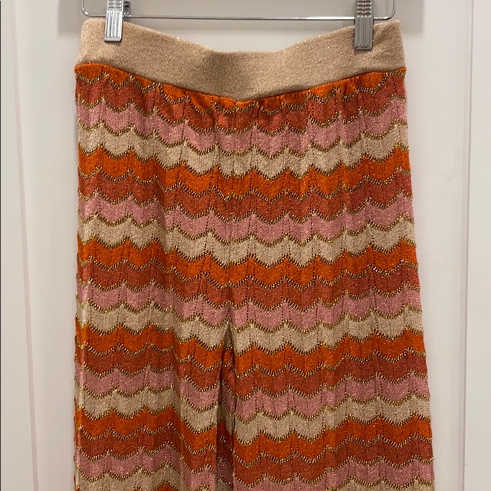 MANGO Shimmery Chevron Wide Leg Pants